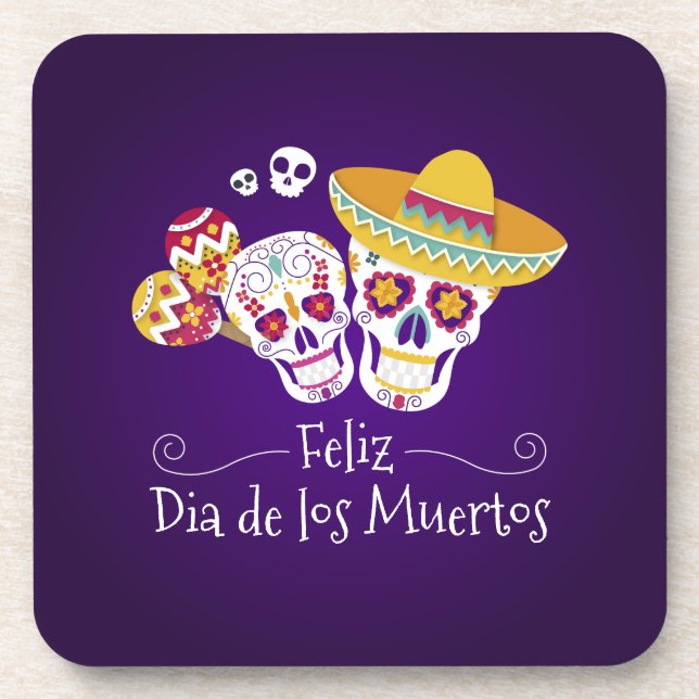 Posavasos Colorido Día de los Muertos | Montaña (Frente)