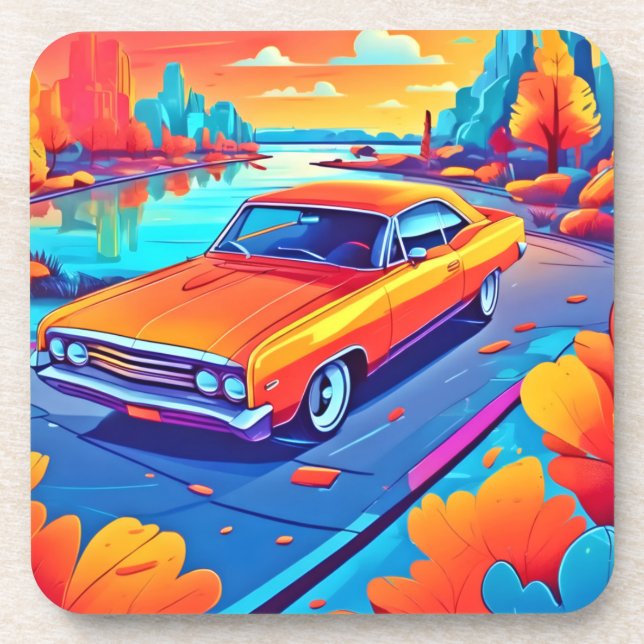 Posavasos Colorido diseño clásico del viaje (Frente)