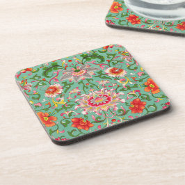 Posavasos Colorido elegante patrón asiático floral Chinoiser
