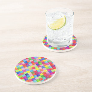 Posavasos Colorido En Cuadrados De Papel Gráfico