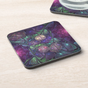 Posavasos Colorido Glittering Moderno Resumen Arte Fractal