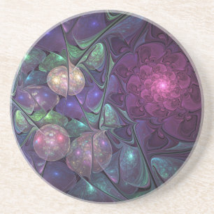 Posavasos Colorido Glittering Moderno Resumen Arte Fractal