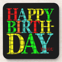 Colorido Happy Birday Text con fondo negro