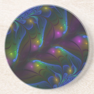 Posavasos Colorido Luminoso Abstracto Moderno Trippy Fractal