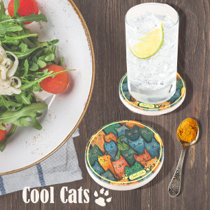 Posavasos Colorido Personalizado de gatos de Guay