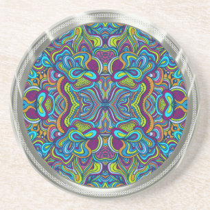 Posavasos Colorido Retro Psicodélico Abstracto Swirls