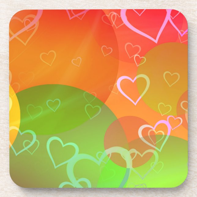 Posavasos Coloridos Corazones y Globos Resumen Diseño (Frente)