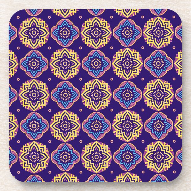 Posavasos Coloridos Patrones de Moda Boho - Conjunto de 6 (Frente)