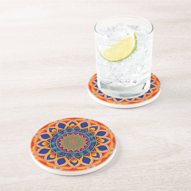 Posavasos Coloroso Naranja azul Mandala (Subido por el creador)