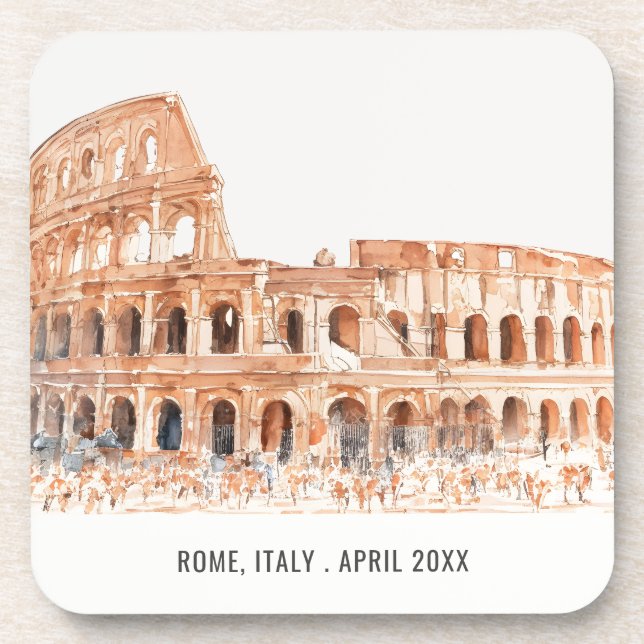 Posavasos Colosseo Roma Italia acuarela Viaje italiano (Frente)
