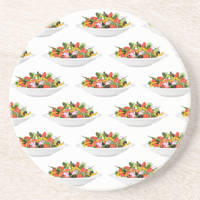 Posavasos Coma más plantas con letras de motivación de ensal (Frente)