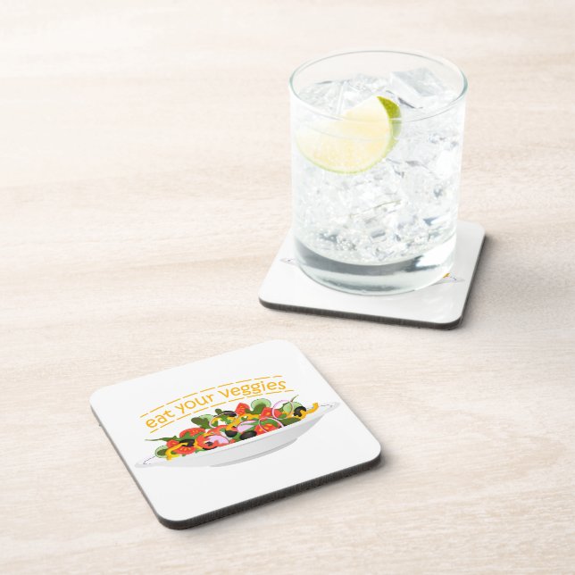 Posavasos Coma tus verduras Cita cuenco de ensaladas frescas (Lado Derecho)