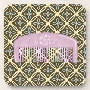 Posavasos Comb de lavanda en fondo de chocolate