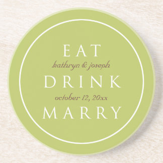 Posavasos COME BEBIDA MARRY sentimiento de boda verde person