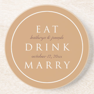 Posavasos COME BEBIDA MARRY sentimiento marrón boda costumbr
