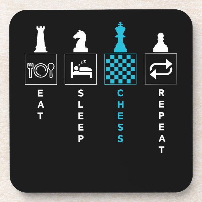 Posavasos Comer Sleep Chess Repetir (Frente)