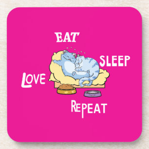 Posavasos Comer Sleep Love Repetir gatos