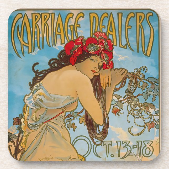 Posavasos Comerciantes de transporte por Alphonse Mucha (190 (Frente)