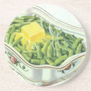 Posavasos Comida antigua, cazuela de judías verdes con mante