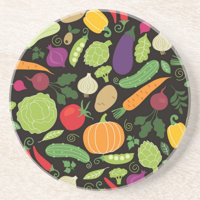 Posavasos Comida en un fondo negro (Frente)