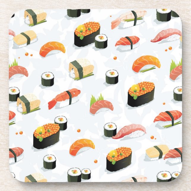 Posavasos Comida japonesa:Patrón de sushi (Frente)