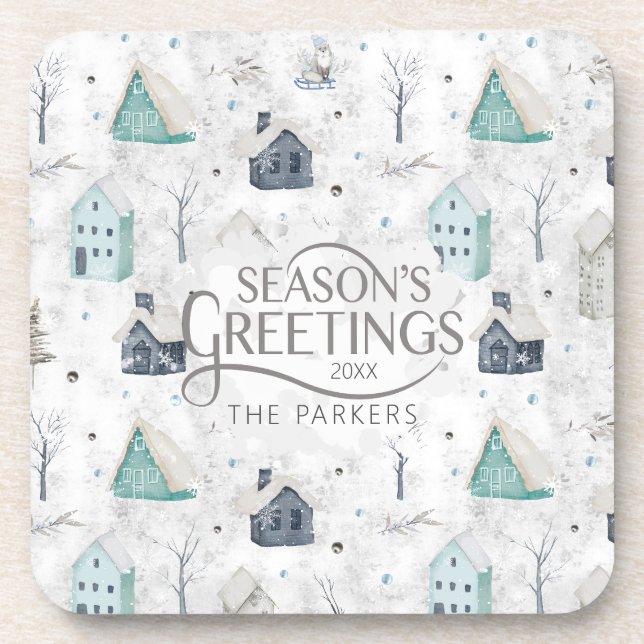 Posavasos Cómodo Navidades del hogar ID985 Verde azulado (Frente)