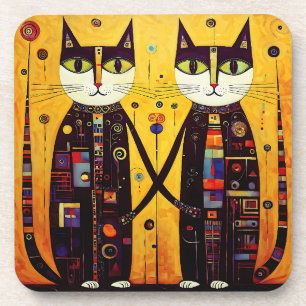 Posavasos Compañeros abstractos: Un cuento de dos gatos