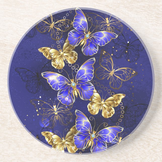 Posavasos Composición con mariposas de zafiro (Frente)