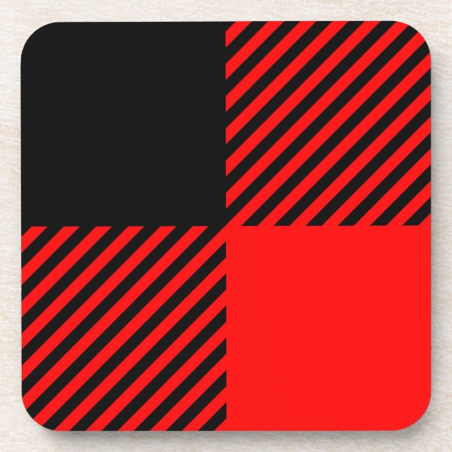 Posavasos Comprobación de búfalo Decoración de lumbreras roj (Frente)