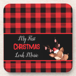 Posavasos Comprobación personalizada de búfalo negro rojo co