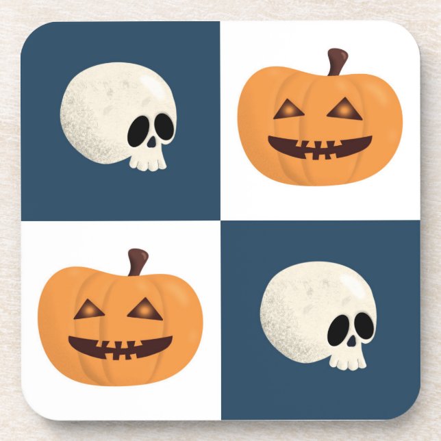 Posavasos Comprobaciones de calaveras y calabazas (Frente)