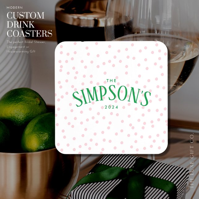Posavasos Compromiso preppy colorido rosa y verde (Subido por el creador)