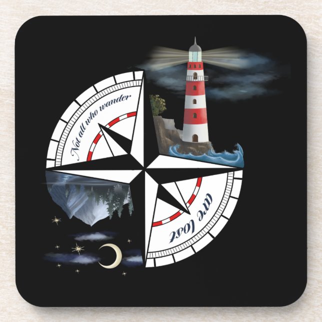 Posavasos Compuestos artísticos con paisajes pintados y cita (Frente)