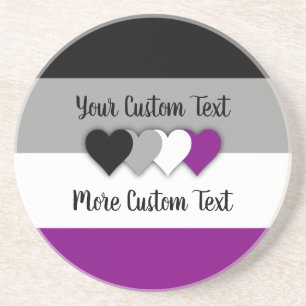 Posavasos con bandera del orgullo asexual con cora