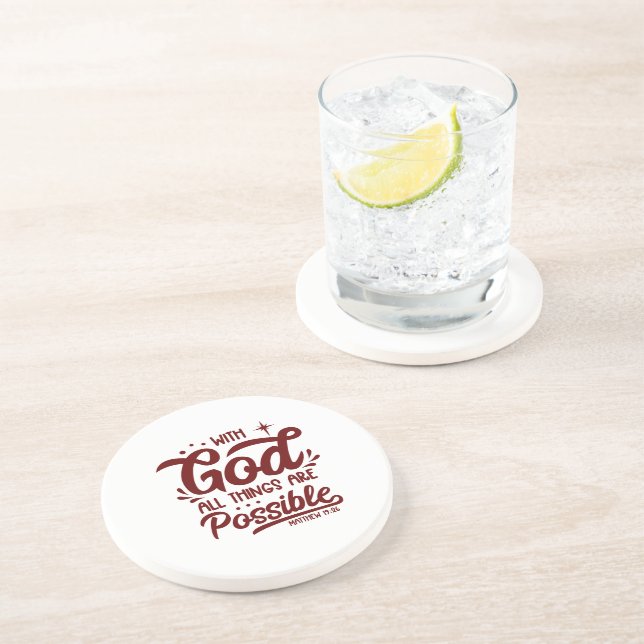 Posavasos Con Dios Todas Las Cosas Son Posibles Mathew 19:26 (Lado)