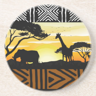 Posavasos con Escena de Safari Africano Impresa