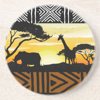 Posavasos con Escena de Safari Africano Impresa