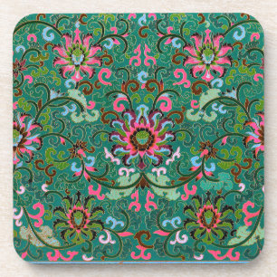 Posavasos con estampado floral oriental antiguo