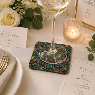 Posavasos con patrón de arco de bordado boho