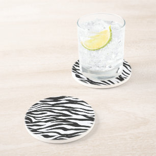 Posavasos con patrón de cebra en blanco y negro