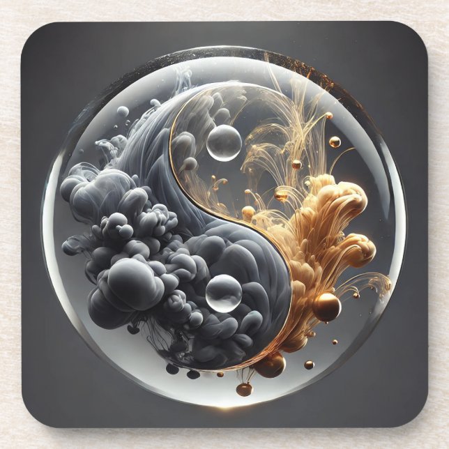 Posavasos Concepto de Yin Yang con Patrones Fluidos (Frente)