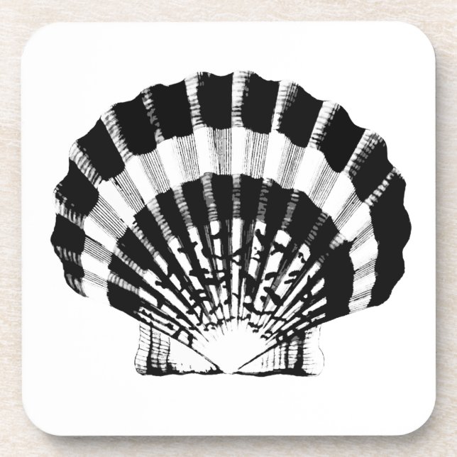 Posavasos Concha de foca - blanco y negro (Frente)