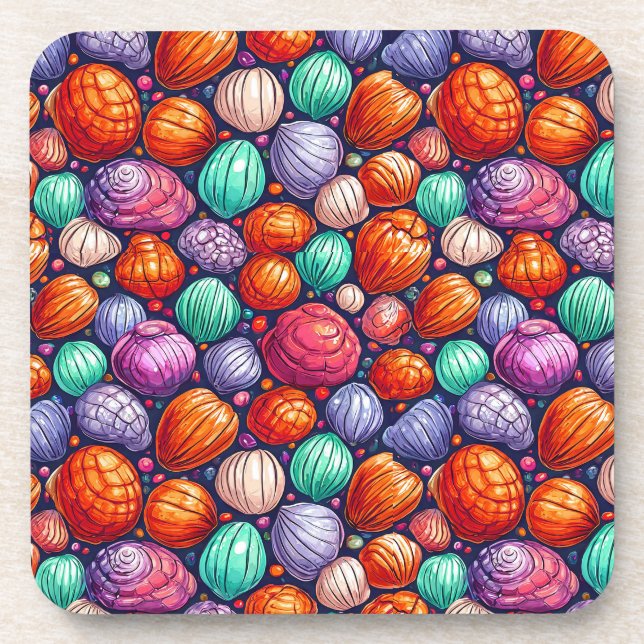 Posavasos Conchas de mar coloridas (Frente)