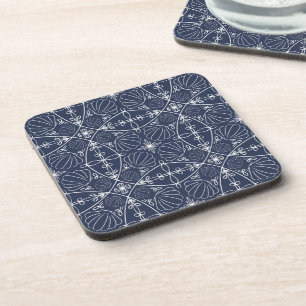 Posavasos Conchas marinas azules navy Patrón Costero Moderno