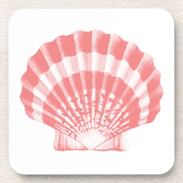 Posavasos Conchas marinas - rosa y blanco de coral (Frente)