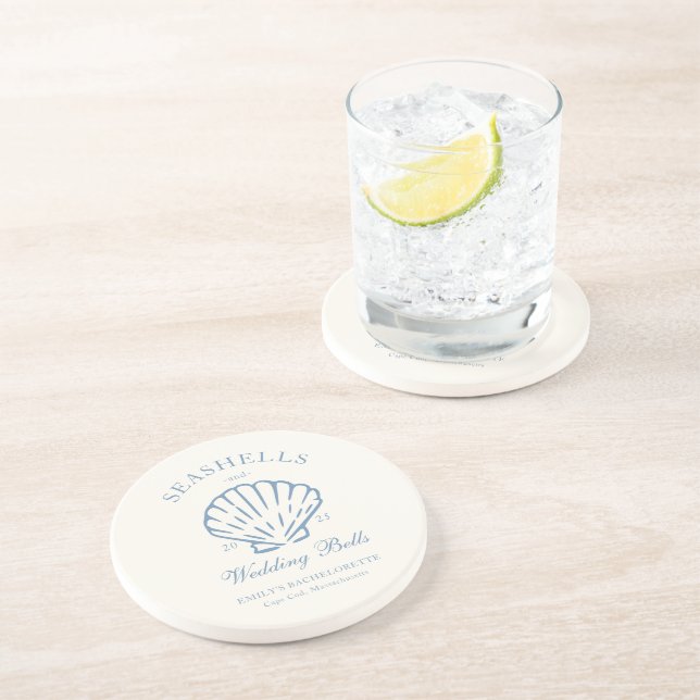 Posavasos Conchas marinas y campanas de boda Despedida de so (Lado)