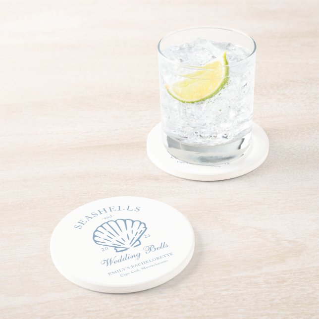 Posavasos Conchas marinas y campanas de boda Despedida de so (Lado)