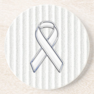 Posavasos Conciencia de cinta blanca cromada sobre bandas ve