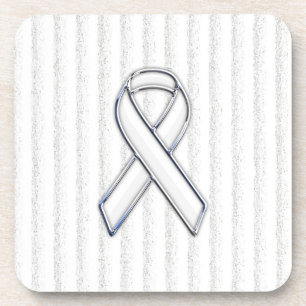 Posavasos Conciencia de cinta blanca cromada sobre bandas ve