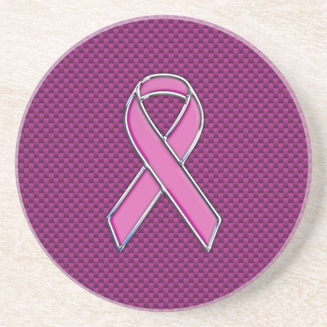 Posavasos Conciencia sobre la cinta rosa Fuchsia Carbon Fibr (Frente)
